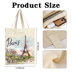 Paris Cotton Tote Bag – City Travel Lovers Souvenir Gifts Reusable Shopping G…
