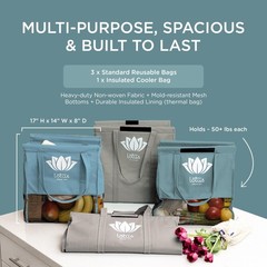 Lotus Earth Tone Trolley Reusable Shopping Bags One Size, Tones