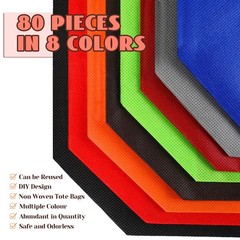 80 Pcs 15×11.8×4 inch Non Woven Tote Bags Bulk Large Reusable Gift Bag Set