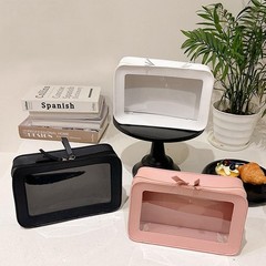 Clear and Waterproof Makeup Bag Portable Travel Cosmetic Single Layer, White