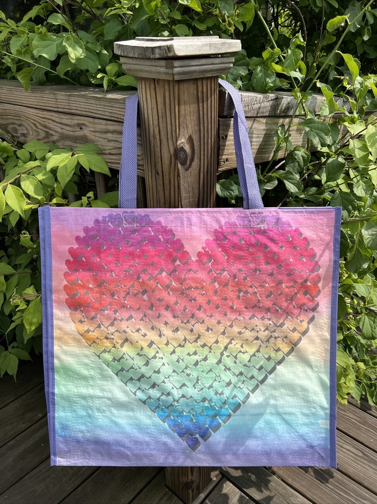 NEW Shopping Bag~HEART ❤️Earth World 🌎REUSABLE Tote Bag~PASTEL HEARTS ❣️