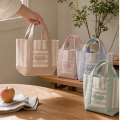 Trader Joe’s Mini Pastel Stripe Canvas Tote Bag Set of 4 13x10x6 Inches