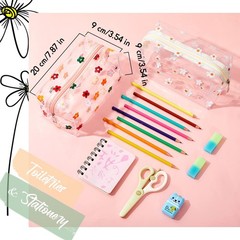 Amylove 2 Pack Cute Flower Makeup Bags Daisy Zipper as the pictures shown