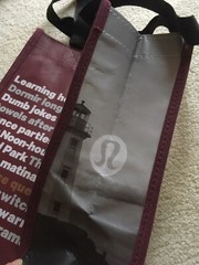 Lululemon Small Shopper Bag Eco Friendly Maroon Burgundy With Slogans