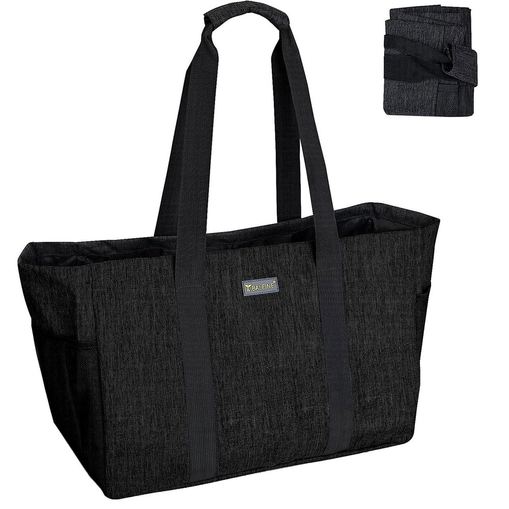 Soft 9 Gallon Extra Large Utility Tote, Foldable Reusable Storage Bag (Charco…