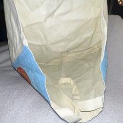 Foldable Canvas Reusable Shopping Bag Pumpkin Print Orange White Blue