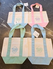 Trader Joe’s Mini Canvas Tote Bags Set of 4 Foldable Multicolor Colorblock