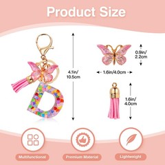 Lingdeer Personalized Makeup Bag with Initial Keychain, Custom D
