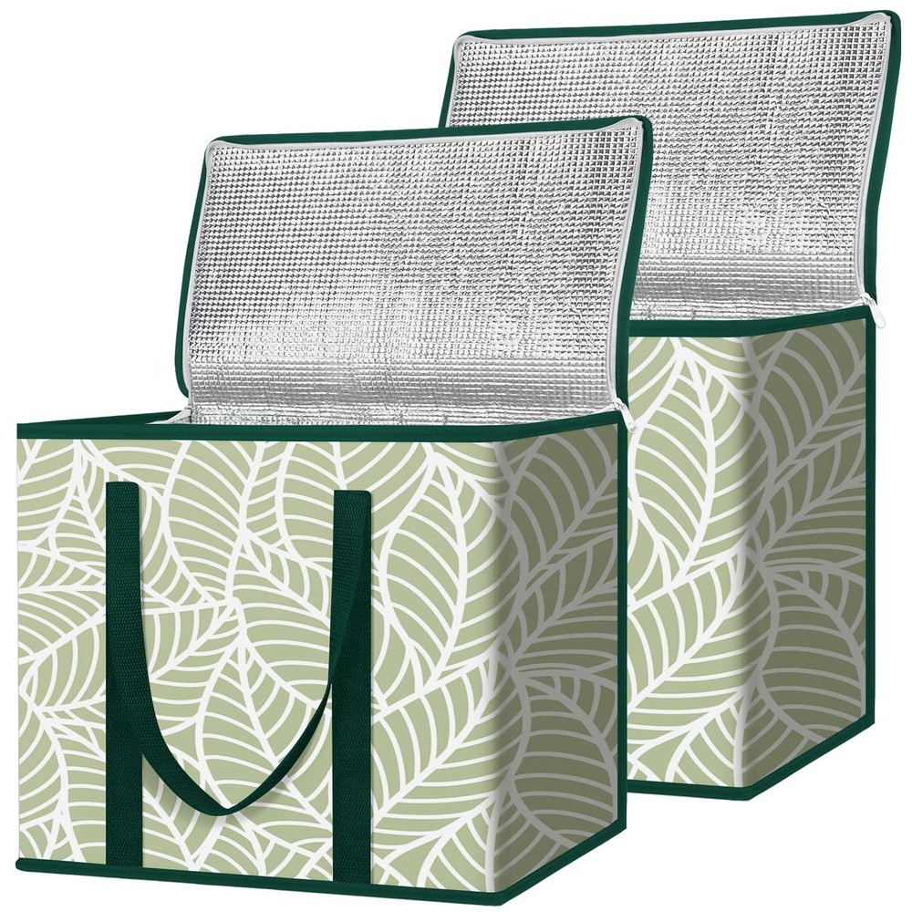 2 Pack Large Insulated Grocery Shopping Bags Reusable Thermal Tote Bags