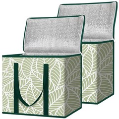 2 Pack Large Insulated Grocery Shopping Bags Reusable Thermal Tote Bags
