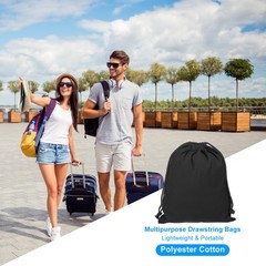 12pcs Polyester Cotton Reusable Drawstring Bags, 7×10″ Dust Bags, Black