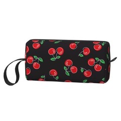JKJOJIA Red Cherry Black Makeup Bag Organizer One Size,