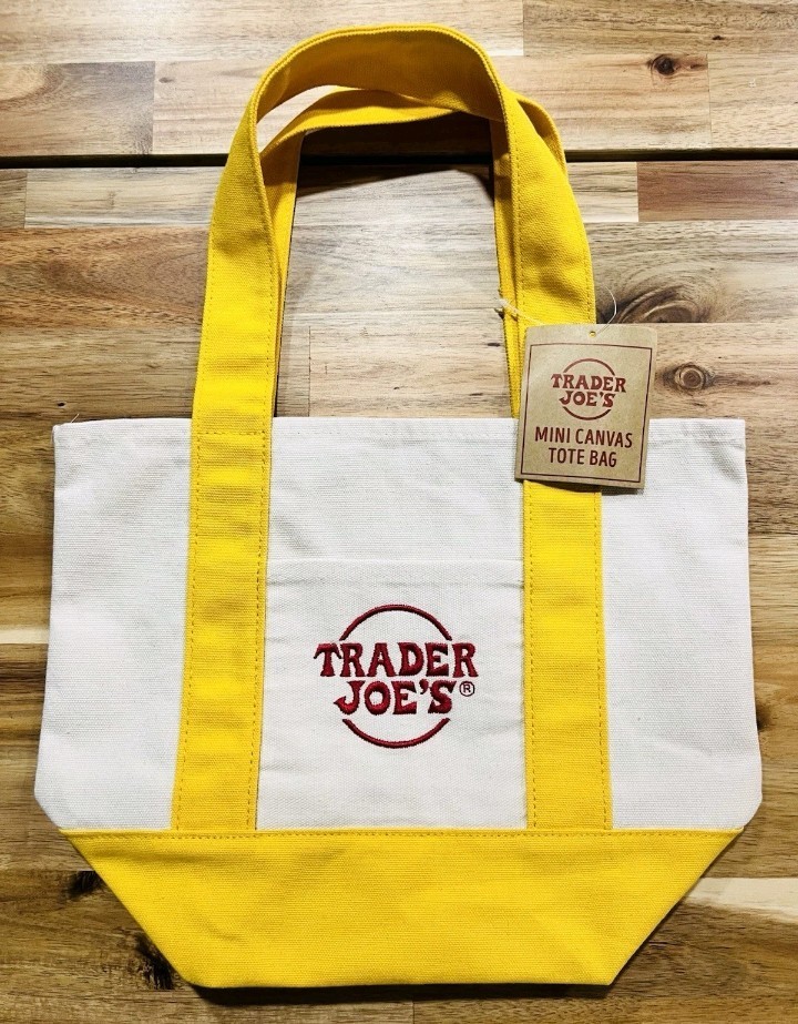 Trader Joe’s Mini Canvas Tote Bag Yellow Hottest It Bag Limited 😃🔥❤️🛍️