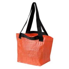 IKEA Thailand Official HELKNÄPP Orange Bag Reusable Shopping Bag Black Strap