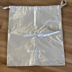6 Athleta Lululemon Reusable Shopping Tote Bags Shiny Metallic Silver White