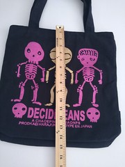 DECIDEIEANS Skeletons Sculls Useable Shopping Bag Black Zippered Multi-Pocket