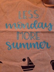 Large Orange Reusable Shopping Tote Bag “Less Mondays More Summer” Graphic