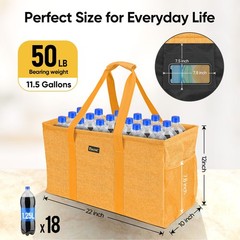 BALEINE Extra Large Utility Tote Bag with Reinforced 22”x12”x10”, Yellow