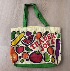 Trader Joes Iconic Canvas Market Tote Fresh Produce Bag Fruits Veggies Reusable