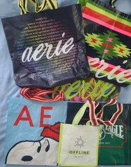 Lot of 6 American Eagle and Aerie Reusable Shopping Bags including Snoopy 2024