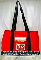 Tote, Bag, Large Heavy Duty Red TV Guide Branded, Includes a Side Pouch
