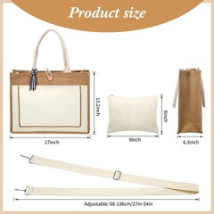 Sadnyy 16 Pcs Burlap Tote Bags Bulk Large Reusable Jute Tote Gift Bags 17 x 6…