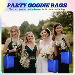 Glossy Reusable Tote Grocery Shopping Bag Event Blue 10x8x4.7 Inch 80 PCS