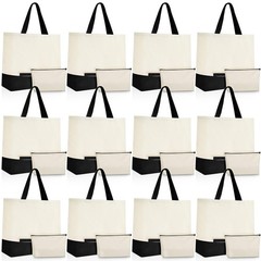 24 Pcs Canvas Tote Bags Bulk 18.5″ Cotton Cosmetic Bags Reusable Shopping Tot…