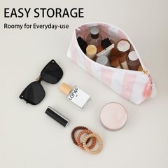DYSHAYEN Makeup Bags for Purse,Small Clear Coated Cosmetic White-Pink