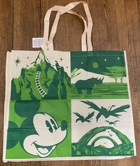 Disney Parks Animal Kingdom Reusable Shopping Tote Green White Recycled Plastic