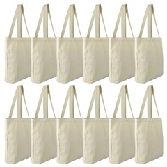 12 Pack Canvas Tote Bags, Heavy Duty Reusable Grocery Shopping Bag 12.2″x14.2…