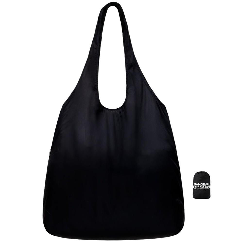 Nanobag Ultralight Foldable Tote Bag, Reusable Grocery & Travel, Black
