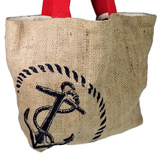 Jute Burlap Boat Tote Bag Anchor Nautical Summer Beach Royal Standard Collect