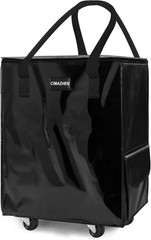 Medium Black Reusable Grocery Bag on 4 Wheels Foldable