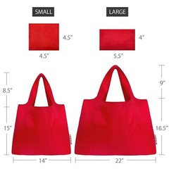 Large & Small Foldable Tote Nylon Reusable Grocery Bags Set Of 2