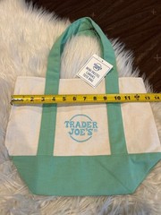 NWT Trader Joe’s Mini Pastel Canvas Tote Bag Mint Green Reusable 2035