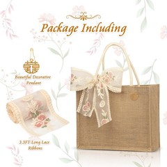 6pcs Burlap Jute Tote Bags With PE Laminated Interior, 13″ x 9.4″ x 5″ Water …
