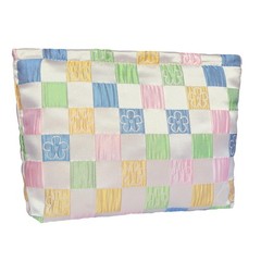 Ksriylm Cute Colorful Checkered Makeup Pouch 10.5×7.87in, Plaid Light Color