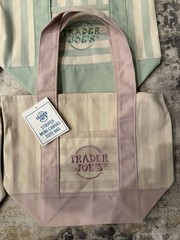 Trader Joe’s Mini Tote Bag 4-Pack Set Pink Blue Green Beige New