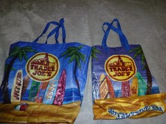 Trader Joe’s Reusable Bags Grocery Tote Surfboards Beach Palm Tree Charles Shaw