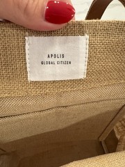 Jute Tote Bag Leather Handles Dana Point CA Coordinates Beach Market Tote