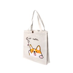 14″L x 15″H Reusable Canvas Corgi Tote Bag,Grocery Bag ,Shopping Bag, Beach Bag