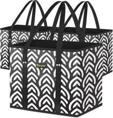 Extra Large 3-Pack Foldable Grocery Bags – Water Resistant & Stylish Honeysuckle