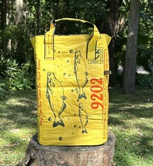 Fair Trade Upcycled Laundry Basket made from Recycled Fish Feed Bags in Cambodia