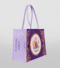 Royal Collection Platinum Jubilee Juco Jute Tote Bag Queen Elizabeth 2022 Purple