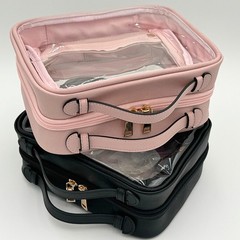 JAZD Clear Makeup Bag Toiletry for Women Cosmetic Case Large PINK