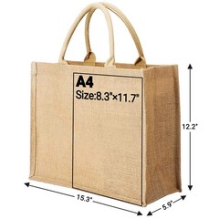 Segarty Tote Bags, 6 Pack Large Burlap Reusable Jute Canvas Gift Favors Bag w…