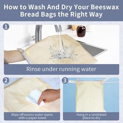 2 Pack Reusable Beeswax Bread Bags for X-Large, Stripes & Wheat Patterns