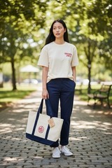 Trader Joes (2 Pack) Reusable Canvas Eco Tote Bag Grocery Bag Navy Blue New