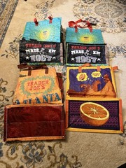 4 Trader Joes Shopping Bag 50 Anniversary 1967 Atlanta Orange Chicken Tote Lot